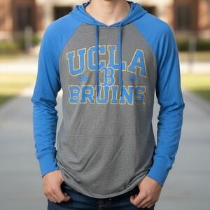 UCLA‎ Bruins Gray Blue Raglan Hoodie T Shirt Men's M Medium NWT
